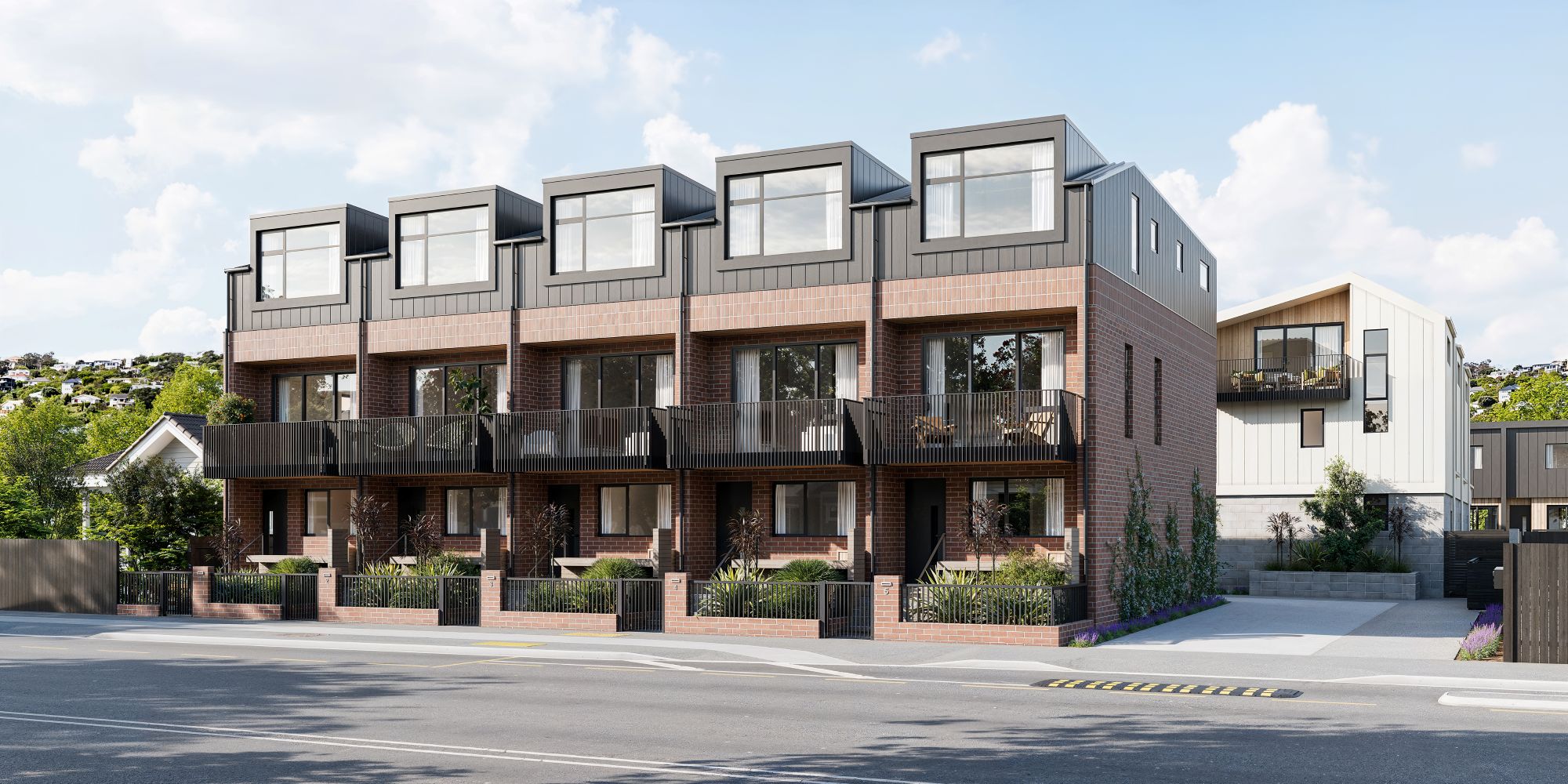 The Parade_Block A Exterior_Final-resized A front view of a housing development in Island Bay